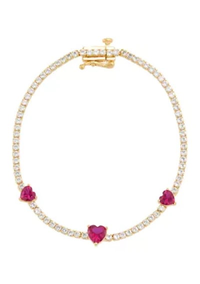 Lab-Grown Ruby and Sapphire Bracelet in Gold over Sterling Silver