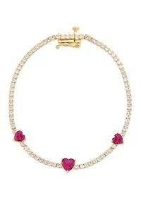 Lab-Grown Ruby and Sapphire Bracelet in Gold over Sterling Silver