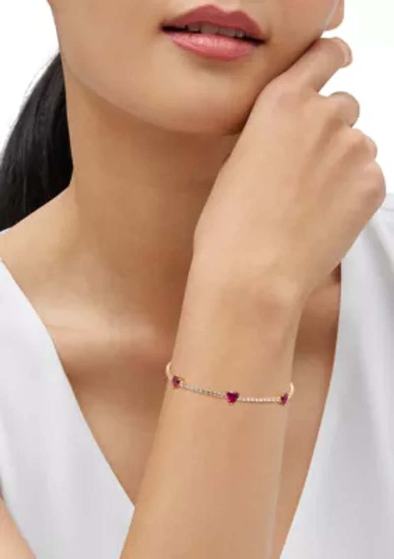Lab-Grown Ruby and Sapphire Bracelet in Gold over Sterling Silver