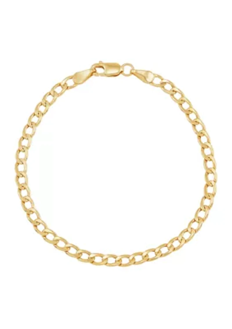 Hollow Curb Bracelet in 14K Yellow Gold