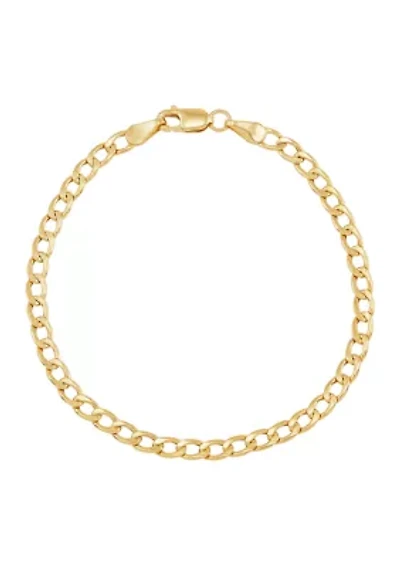 Hollow Curb Bracelet in 14K Yellow Gold
