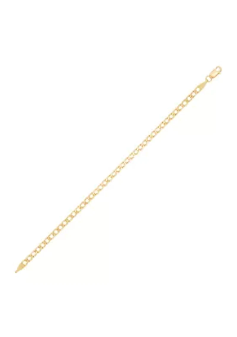 Hollow Curb Bracelet in 14K Yellow Gold