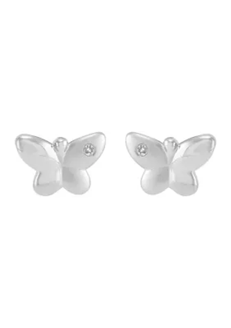 1/10 ct. t.w. Diamond Butterfly Stud Earrings in Sterling Silver