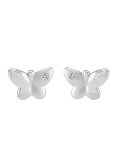1/10 ct. t.w. Diamond Butterfly Stud Earrings in Sterling Silver