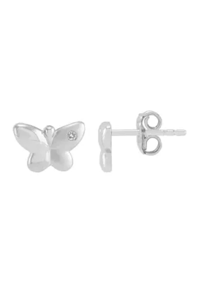 1/10 ct. t.w. Diamond Butterfly Stud Earrings in Sterling Silver