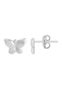 1/10 ct. t.w. Diamond Butterfly Stud Earrings in Sterling Silver