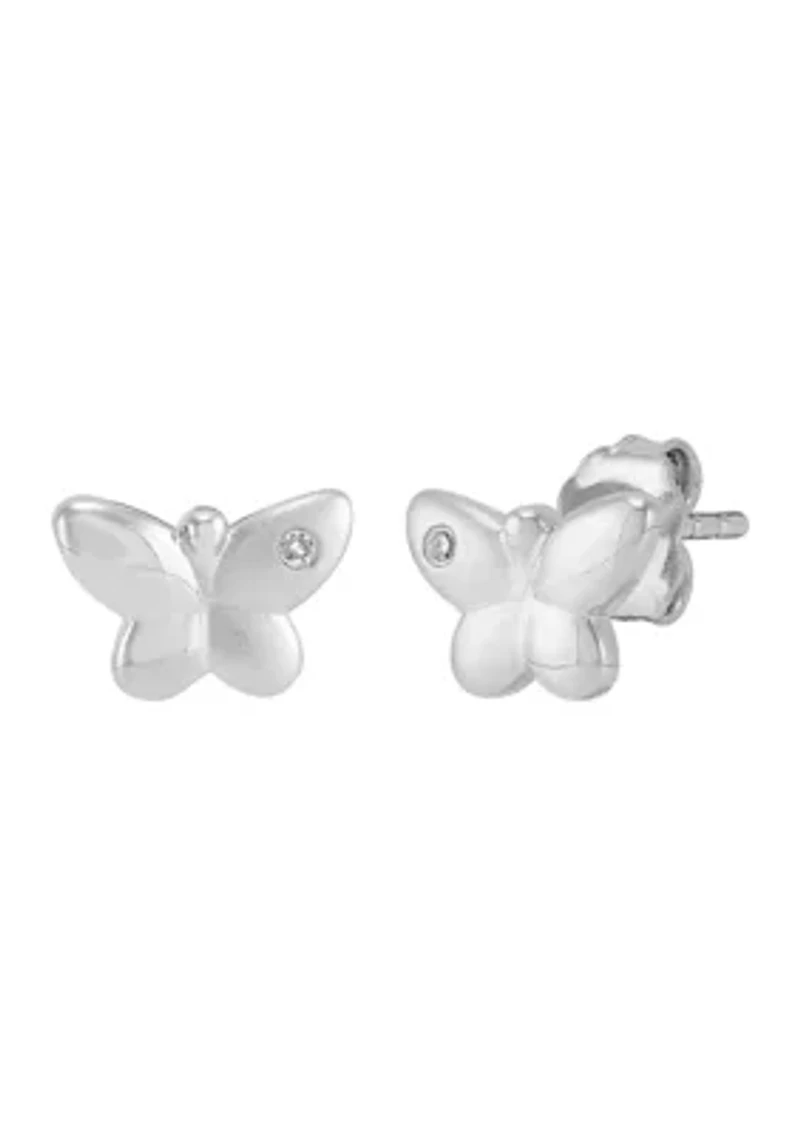 1/10 ct. t.w. Diamond Butterfly Stud Earrings in Sterling Silver