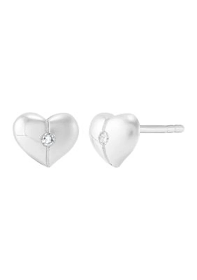 1/10 ct. t.w. Diamond Heart Stud Earrings in Sterling Silver