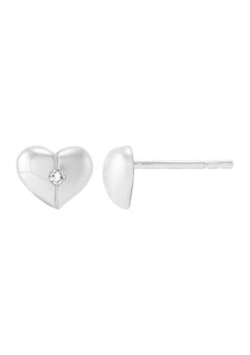 1/10 ct. t.w. Diamond Heart Stud Earrings in Sterling Silver