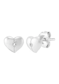1/10 ct. t.w. Diamond Heart Stud Earrings in Sterling Silver