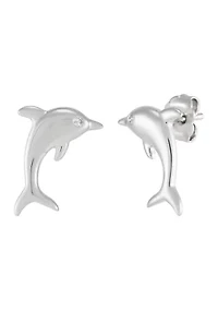  1/10 ct. t.w. Diamond Dolphin Stud Earrings in Sterling Silver