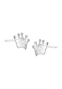 Girls Diamond Accent Crown Earrings in Sterling Silver