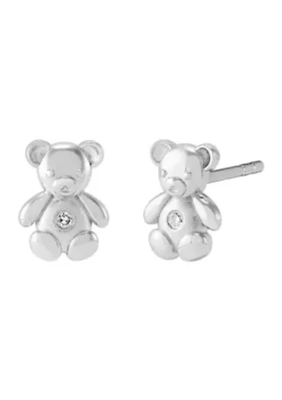 1/10 ct. t.w. Diamond Teddy Bear Stud Earrings in Sterling Silver
