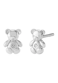 1/10 ct. t.w. Diamond Teddy Bear Stud Earrings in Sterling Silver