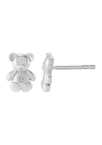 1/10 ct. t.w. Diamond Teddy Bear Stud Earrings in Sterling Silver