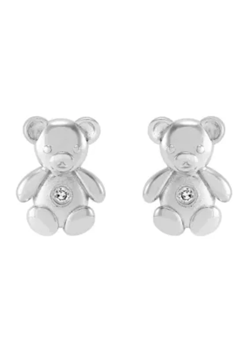 1/10 ct. t.w. Diamond Teddy Bear Stud Earrings in Sterling Silver