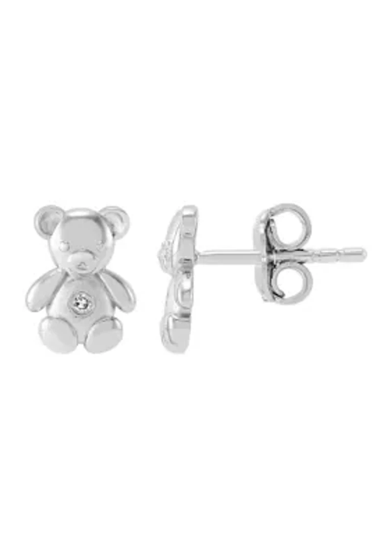 1/10 ct. t.w. Diamond Teddy Bear Stud Earrings in Sterling Silver