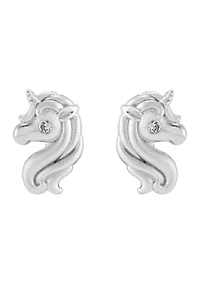 1/10 ct. t.w. Diamond Accent Unicorn Stud Earrings in Sterling Silver