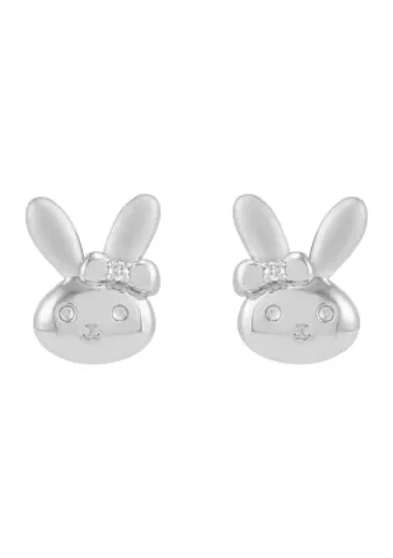 Girls 1/10 ct. t.w. Diamond Bunny Stud Earrings in Sterling Silver