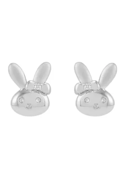 Girls 1/10 ct. t.w. Diamond Bunny Stud Earrings in Sterling Silver