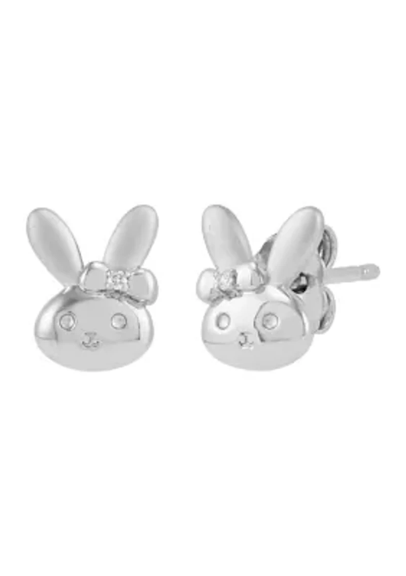 Girls 1/10 ct. t.w. Diamond Bunny Stud Earrings in Sterling Silver
