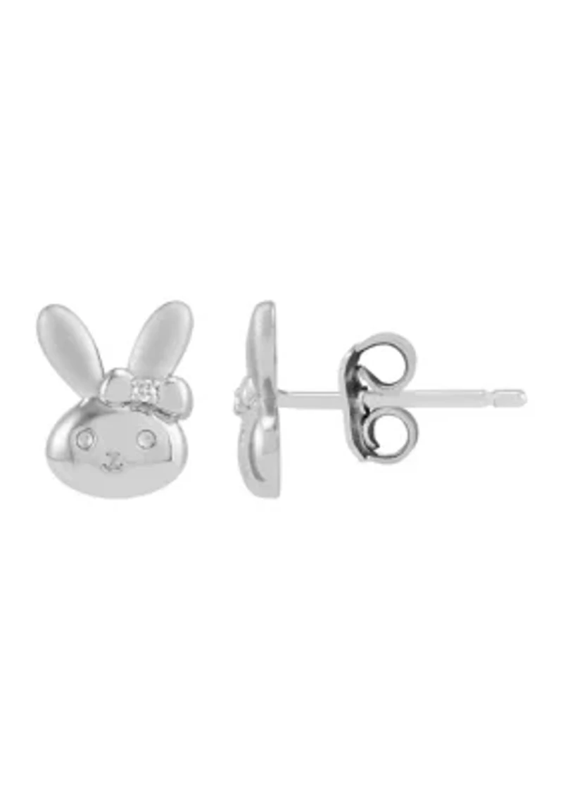 Girls 1/10 ct. t.w. Diamond Bunny Stud Earrings in Sterling Silver