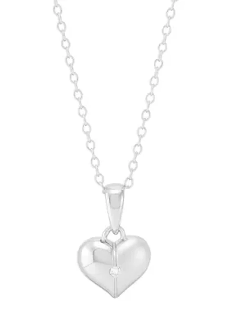 1/10 ct. t.w. Diamond Heart Pendant with 16" Cable Chain in Sterling Silver