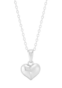 1/10 ct. t.w. Diamond Heart Pendant with 16" Cable Chain in Sterling Silver