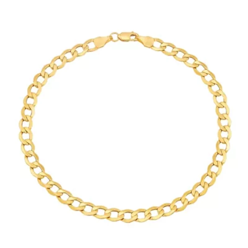 14K Yellow Gold 1.20mm Hollow Curb Chain Bracelet