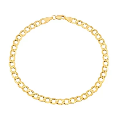 14K Yellow Gold 1.20mm Hollow Curb Chain Bracelet