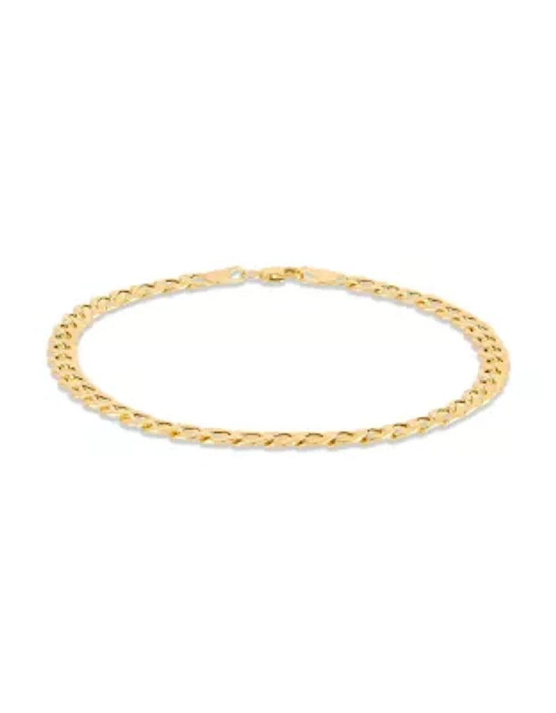 14K Yellow Gold 1.20mm Hollow Curb Chain Bracelet