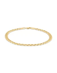 14K Yellow Gold 1.20mm Hollow Curb Chain Bracelet