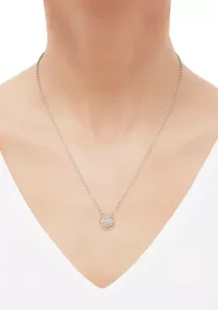Diamond Pendant Necklace with 20" Rolo Chain and Stud Earrings Set in Sterling Silver and 14K Yellow Gold