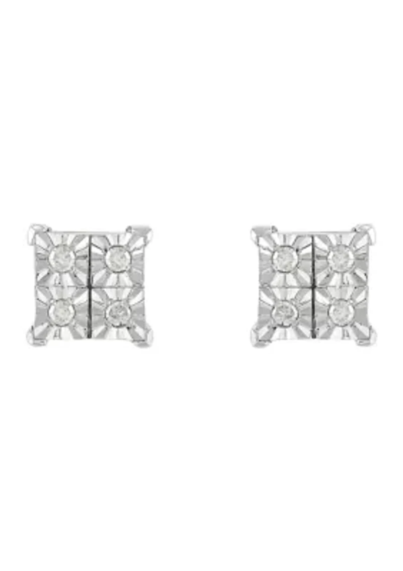 1/10 ct. t.w. Diamond Pendant with 18" Cable Chain and Stud Earrings Set in Sterling Silver 
