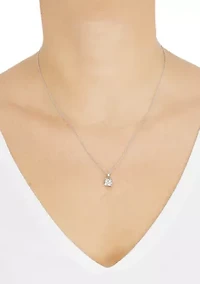 1/10 ct. t.w. Diamond Pendant with 18" Cable Chain and Stud Earrings Set in Sterling Silver 