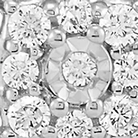 1/2 ct. t.w. Diamond Stud Earrings and Pendant with 18" Cable Chain in Sterling Silver