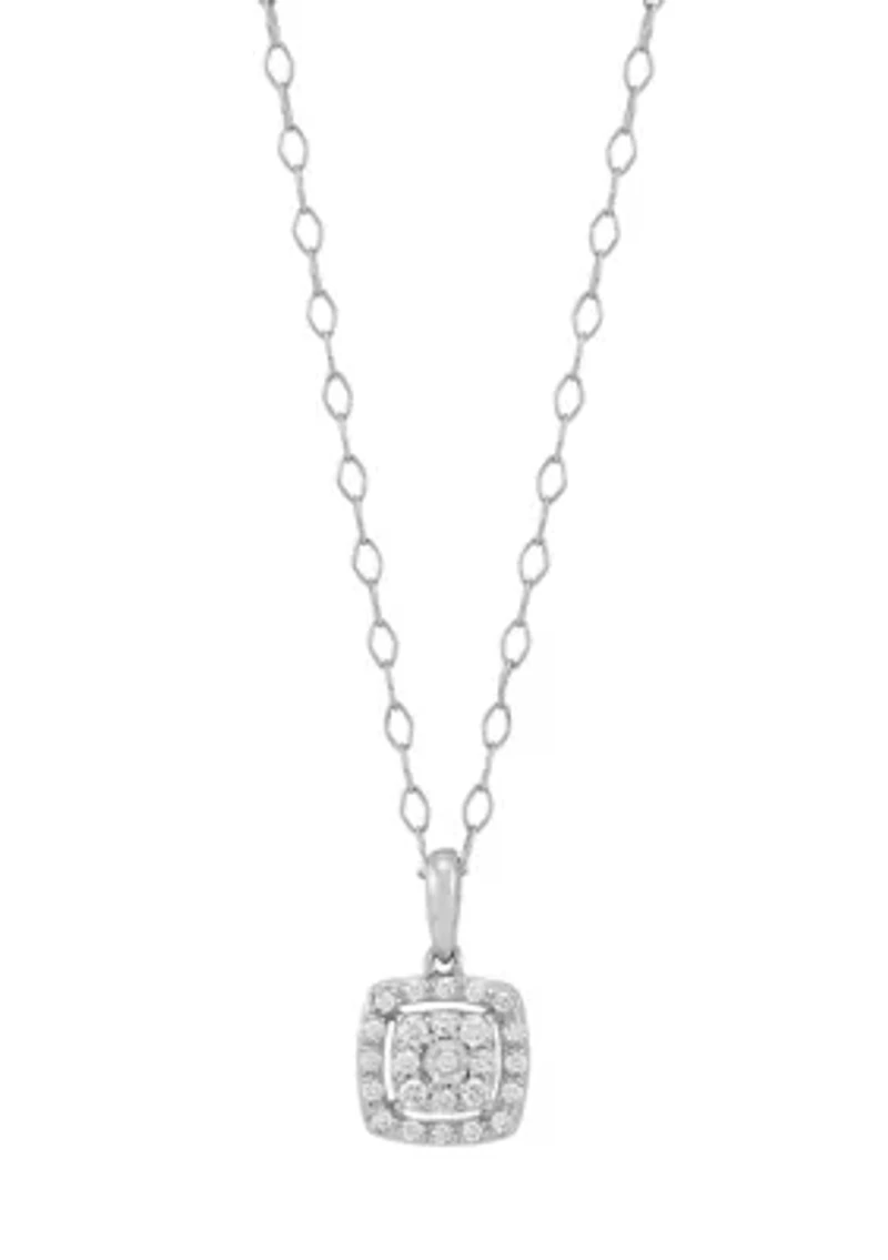 1/2 ct. t.w. Diamond Stud Earrings and Pendant with 18" Cable Chain in Sterling Silver