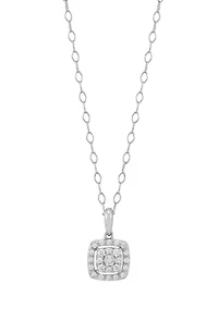 1/2 ct. t.w. Diamond Stud Earrings and Pendant with 18" Cable Chain in Sterling Silver