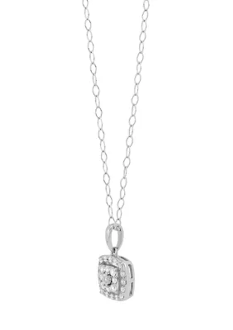 1/2 ct. t.w. Diamond Stud Earrings and Pendant with 18" Cable Chain in Sterling Silver