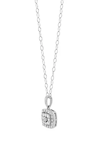 1/2 ct. t.w. Diamond Stud Earrings and Pendant with 18" Cable Chain in Sterling Silver