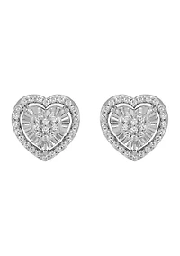 1/2 ct. t.w. Diamond Heart Earrings and Pendant with 18" Cable Chain Set in Sterling Silver