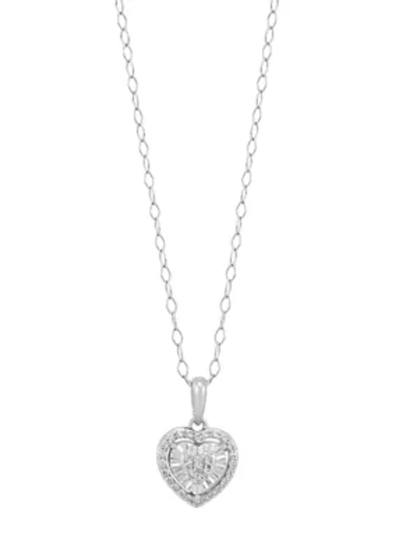 1/2 ct. t.w. Diamond Heart Earrings and Pendant with 18" Cable Chain Set in Sterling Silver