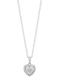 1/2 ct. t.w. Diamond Heart Earrings and Pendant with 18" Cable Chain Set in Sterling Silver