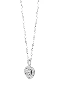 1/2 ct. t.w. Diamond Heart Earrings and Pendant with 18" Cable Chain Set in Sterling Silver