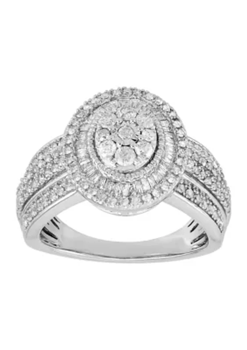 1 ct. t.w. Oval Diamond Ring in Sterling Silver