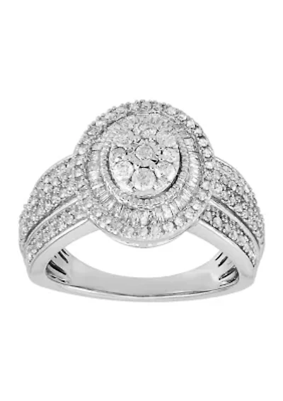 1 ct. t.w. Oval Diamond Ring in Sterling Silver
