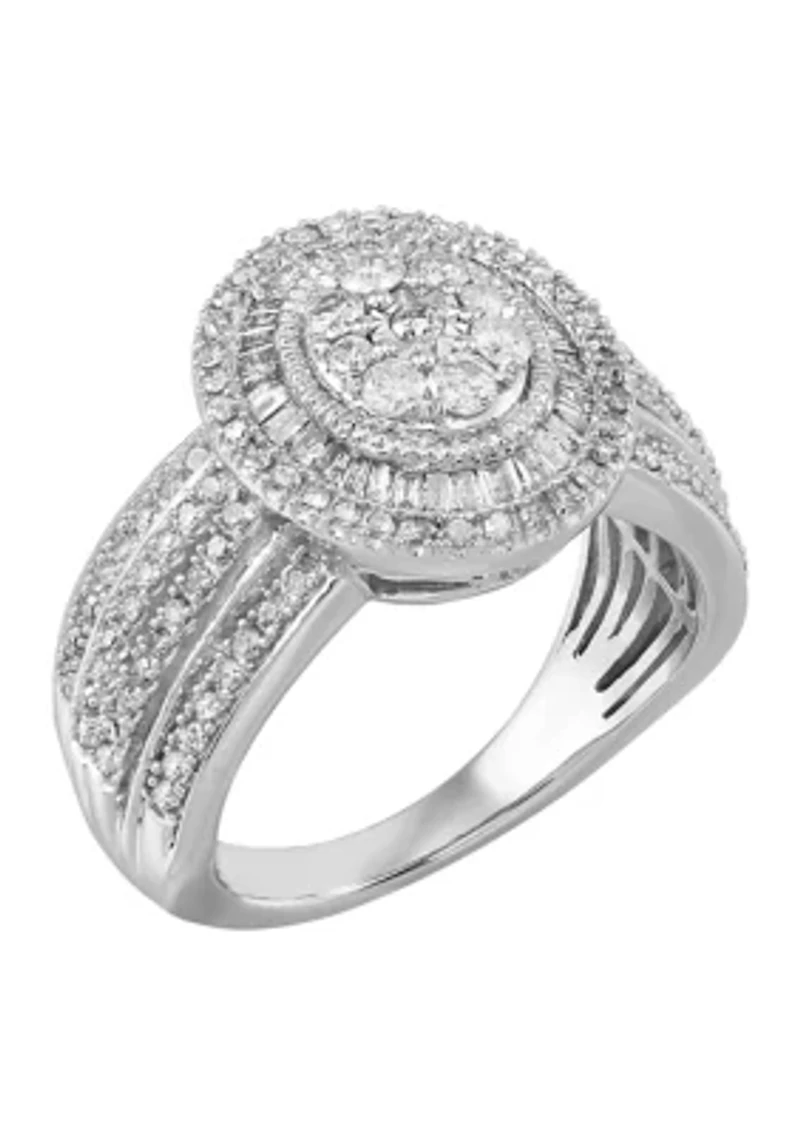 1 ct. t.w. Oval Diamond Ring in Sterling Silver