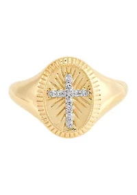 Diamond Accent Religious Cross Ring in 10K Yellow Gold
