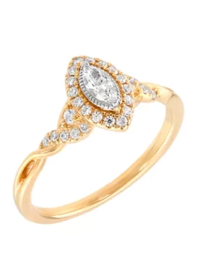 1/3 ct. t.w. Lab Grown Diamond Halo Ring in 10K Yellow Gold