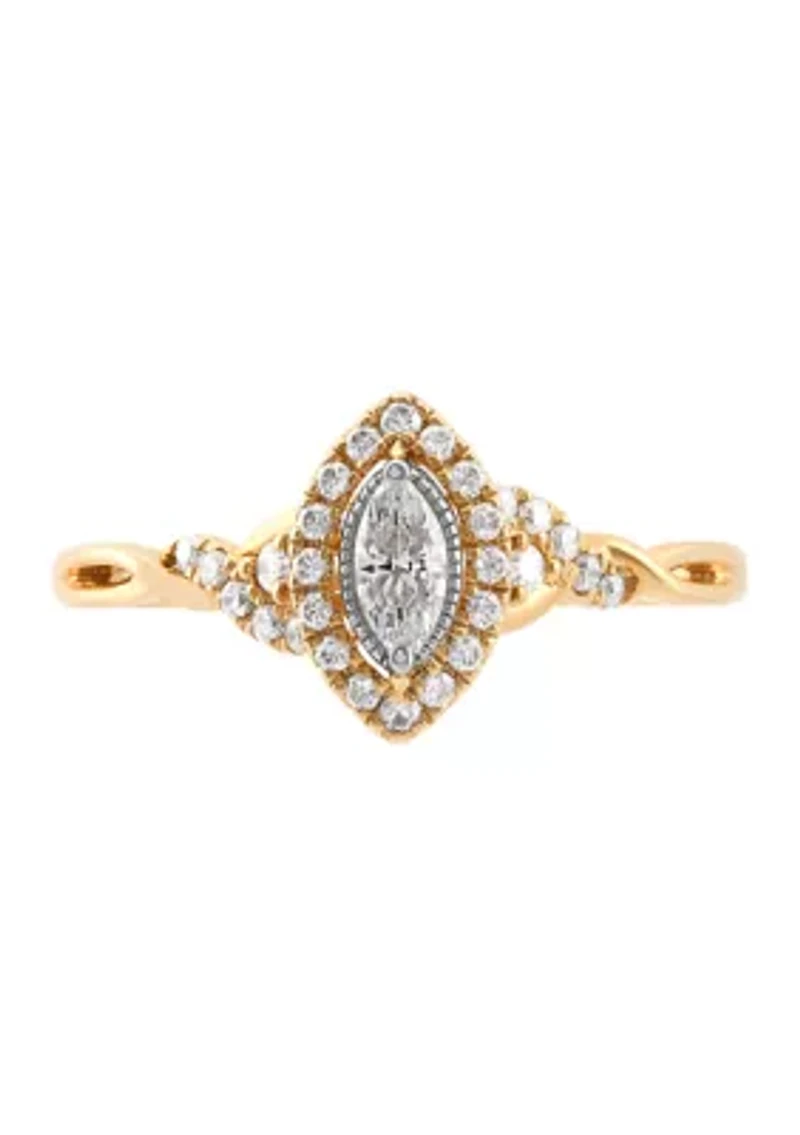 1/3 ct. t.w. Lab Grown Diamond Halo Ring in 10K Yellow Gold